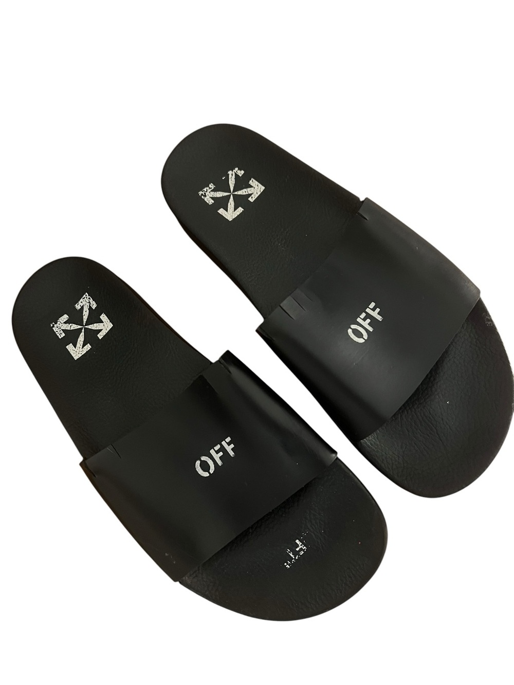 Off-White Black Logo Pool Slides Sandals Arrows Streetwear EU 39 US 9 Streetwear